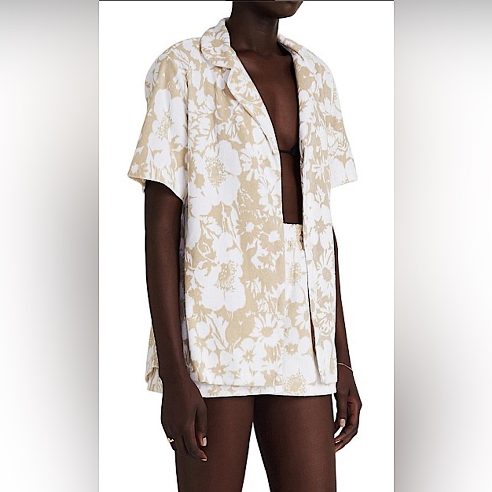 Faithfull The Brand NWT Montina Caronia Floral Sand Short Sleeve Shirt **Sz 4** - Picture 3 of 9